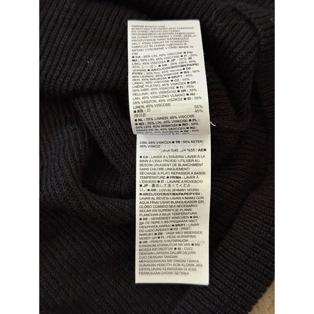 Banana Republic Womens Black Linen Blend Ribbed Knit Short Sleeve Sweater Small - Picture 6 of 10